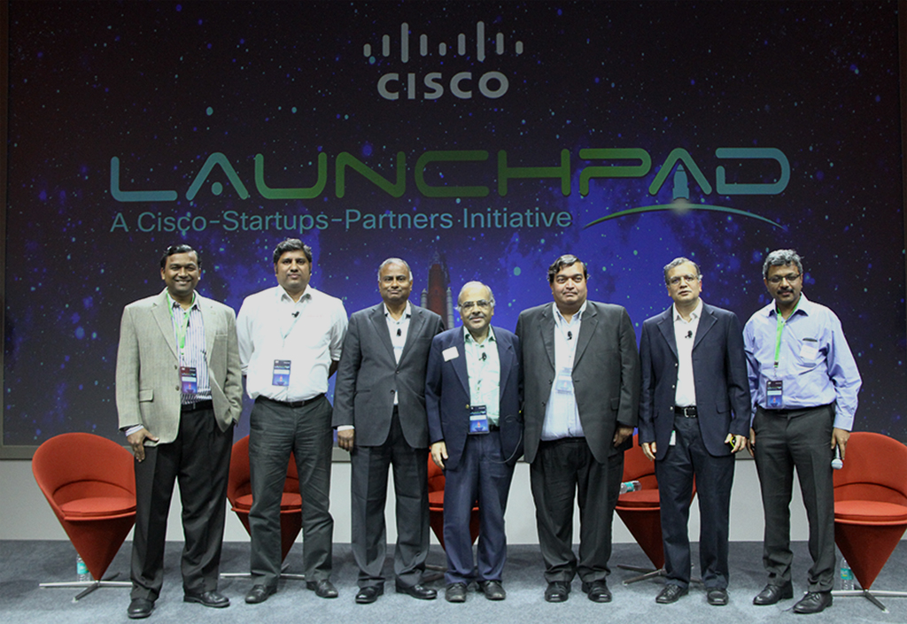 Cisco LaunchPad announcement with industry leaders like - (From left to right) Shekhar Kirani - Partner, Accel Partners; Parag Naik - CEO, Saankhya Labs; L. Ravichandran - President & COO, Tech Mahindra; KS Vishwanathan, NASSCOM; Ravi Gururaj, Founder & CEO, QikPod.com; Amit Phadnis President Engineering and India Site Leader;Ganapathy Subramanian, Walden International